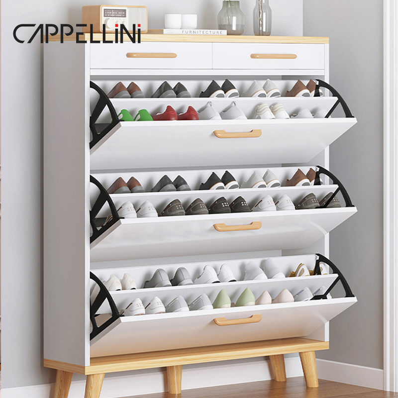 Cheap Wholesale Modern Design Shoe Cabinet Storage Organizer Furniture Entryway Rotating Wooden Shoe Rack Stands