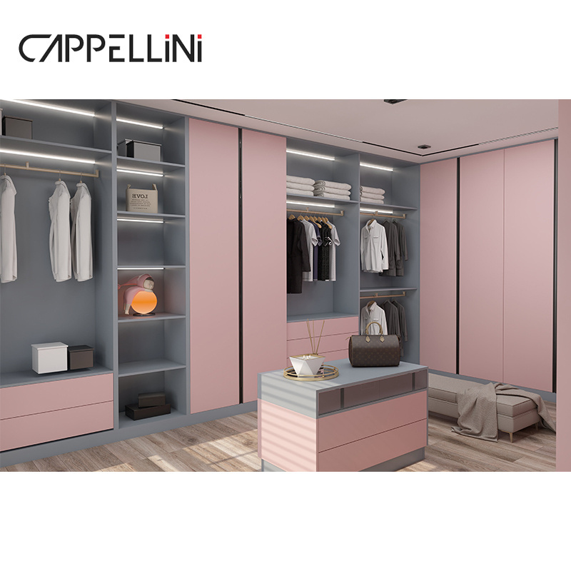 Custom Home Cloakroom Pink Wardrobe Organizer Bedroom Furniture Walk In Wooden Closets Para Habitacion Luxury Storage Wardrobe