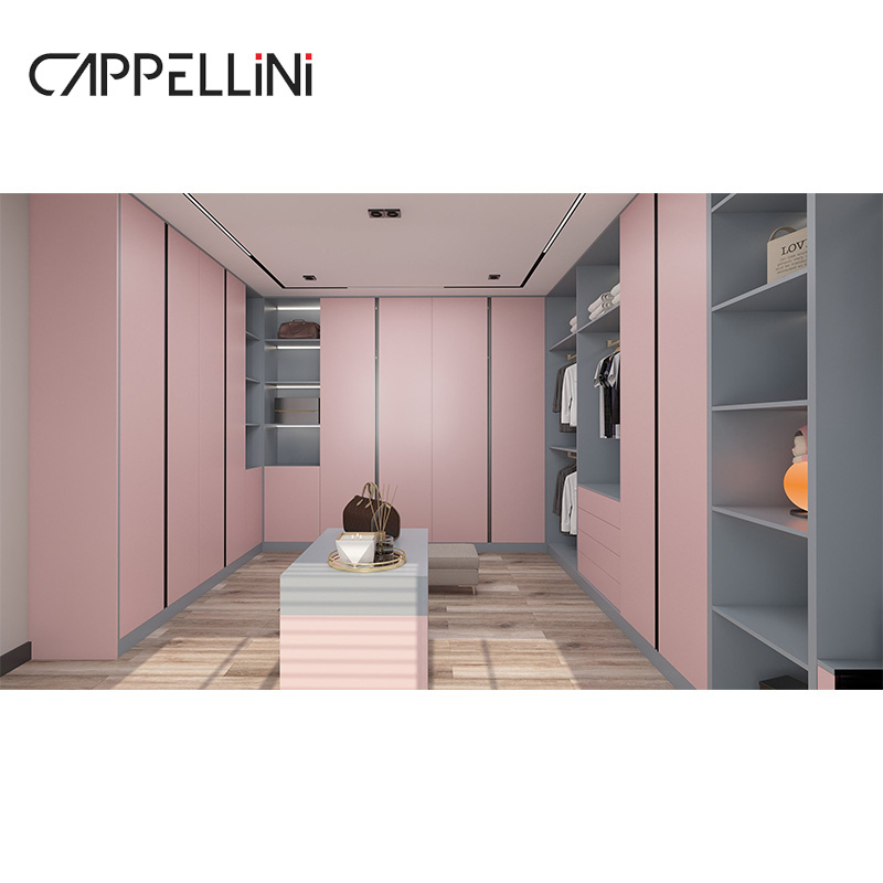 Custom Home Cloakroom Pink Wardrobe Organizer Bedroom Furniture Walk In Wooden Closets Para Habitacion Luxury Storage Wardrobe