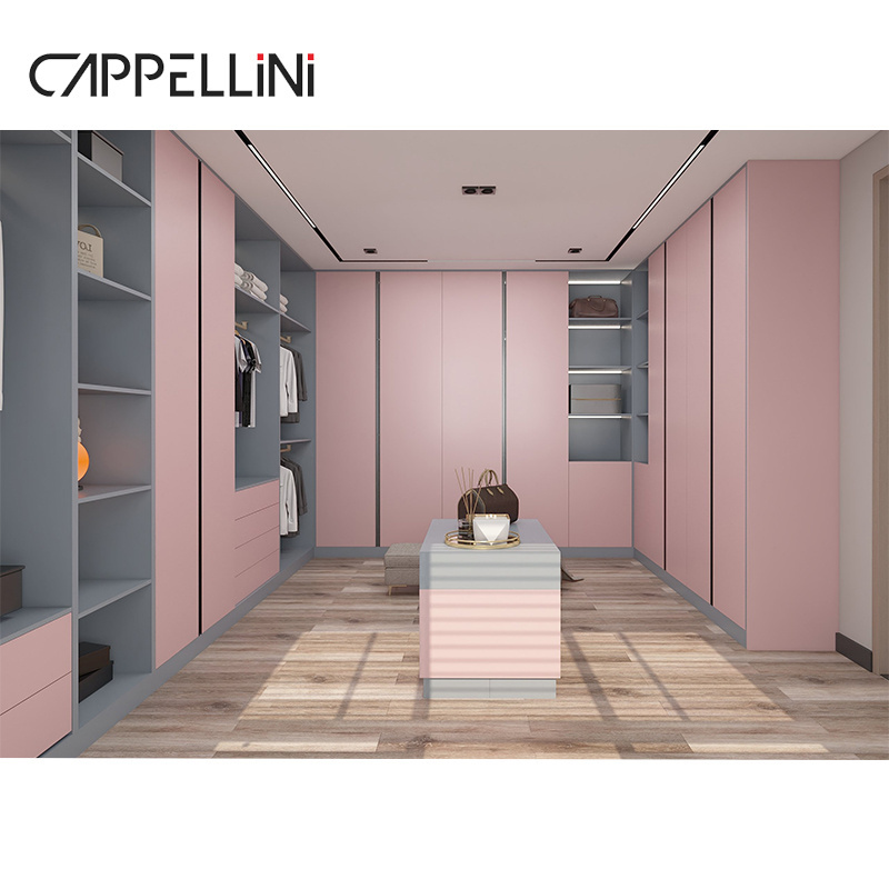 Custom Home Cloakroom Pink Wardrobe Organizer Bedroom Furniture Walk In Wooden Closets Para Habitacion Luxury Storage Wardrobe