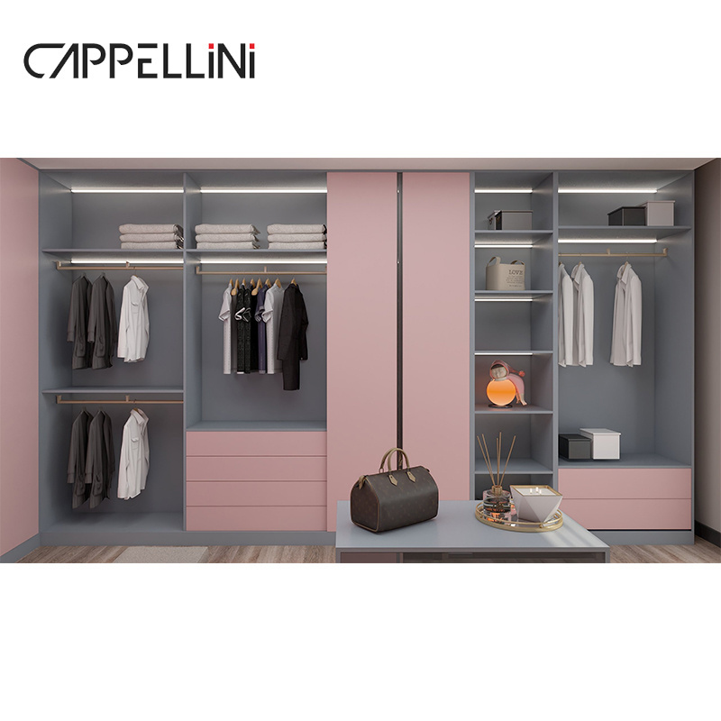 Custom Home Cloakroom Pink Wardrobe Organizer Bedroom Furniture Walk In Wooden Closets Para Habitacion Luxury Storage Wardrobe