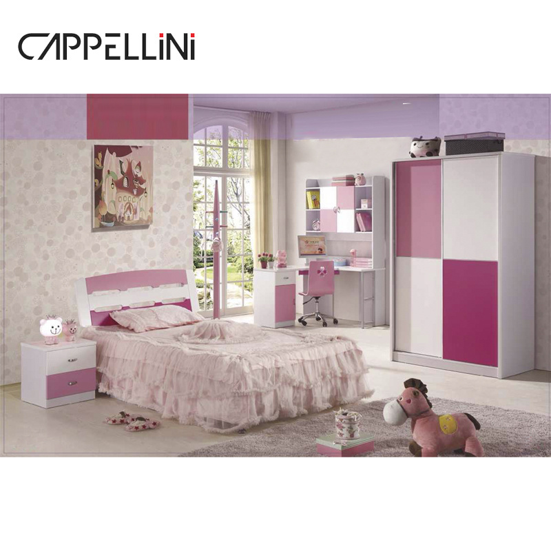 Custom design kids happy house beds girl bedroom pink color furniture sets