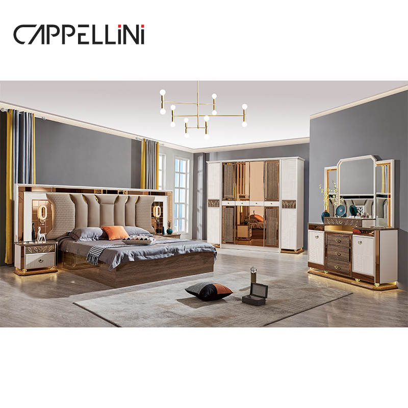 Contemporary Style Wooden King Size Double Upholstered Leather Bed Modern Luxury Bedroom Furniture Set With Storage