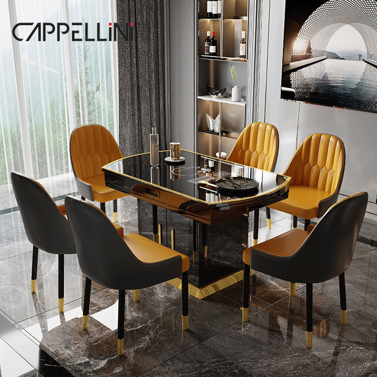 Modern Design Expand Dinning Table Set 4 Chairs 6 Seater Dining Room Furniture Luxury Wooden Round Extendable Dining Table