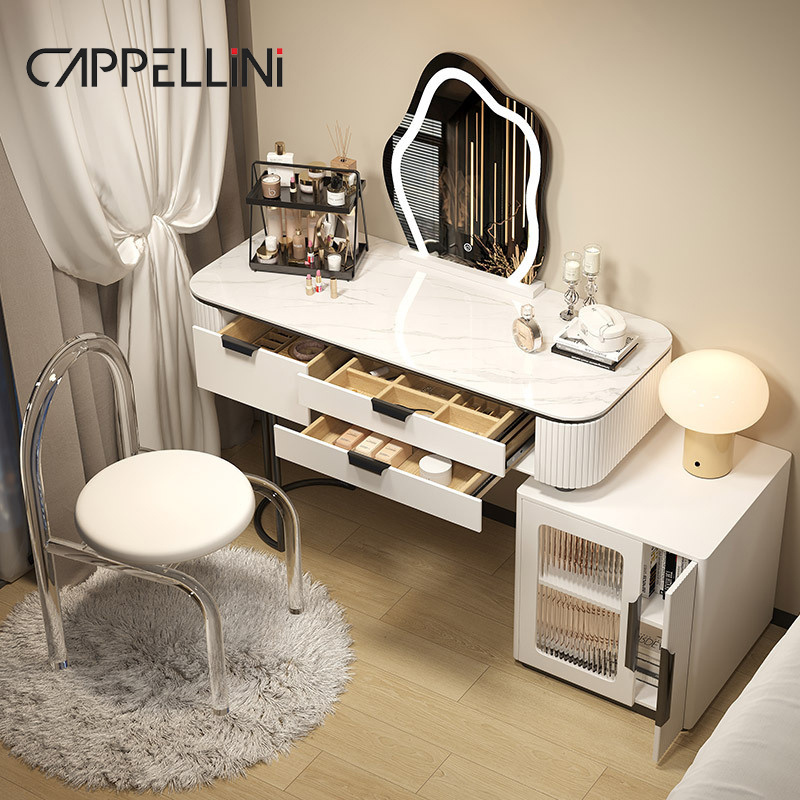 Modern Luxury White Dressing Table With Mirror And Drawers Home Furniture Dresser Bedroom Set Wooden Makeup Vanity Desk