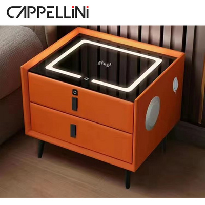 New Intelligent Fingerprint Code Lock Creative Bedside Table Bedroom With Light Wireless Charging Multi-function Nightstand