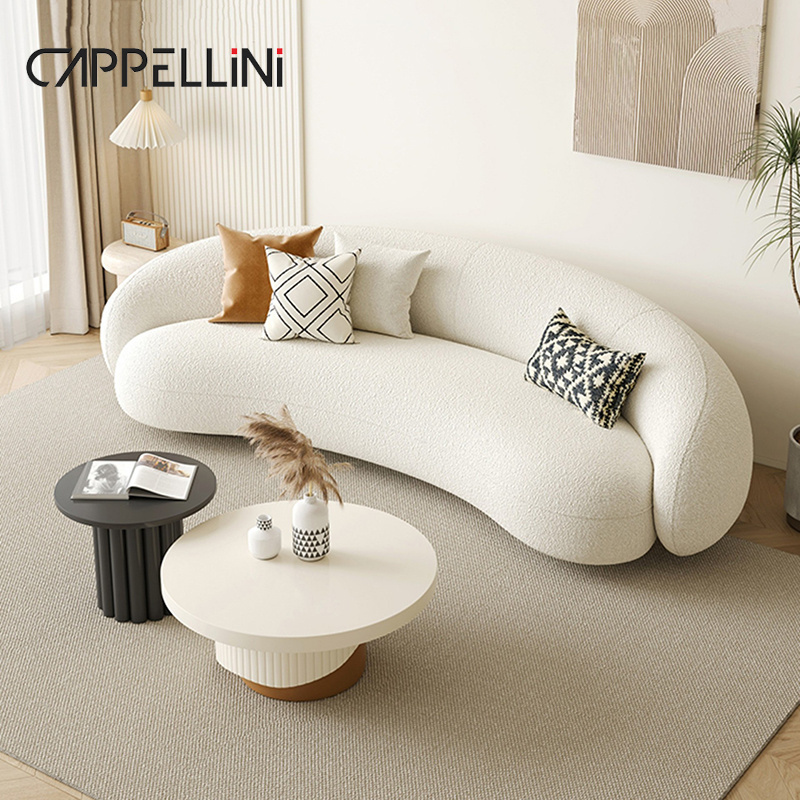 Nordic Design Round White Velvet Fabric Sofa Home Furniture Set Modern Living Room Chair Luxury Lounge Single Sofa