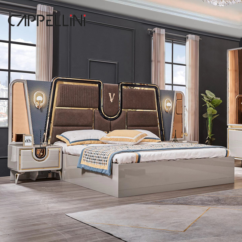 Modern King Size Double Luxury Bed Lit Chambre De Luxe Wooden Chambre A Coucher Complet Bedroom Furniture Set