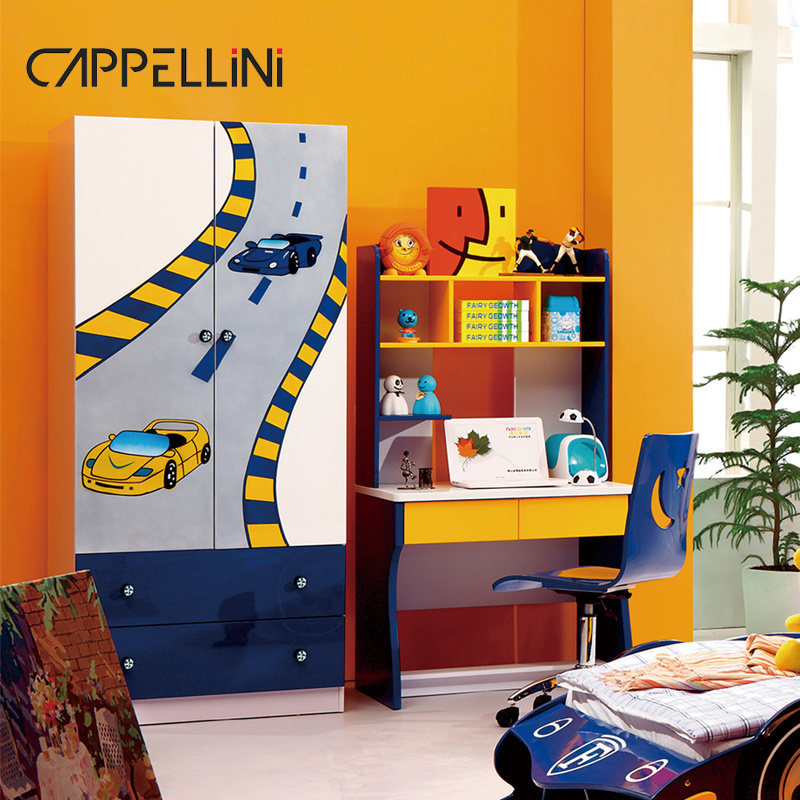 Wholesale children bedroom furniture solid wood frame fashion design kids twin car beds for boy