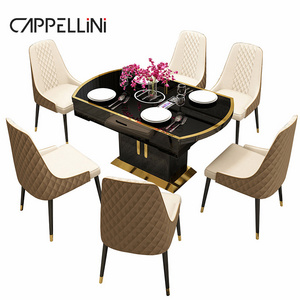 Modern Design Expand Dinning Table Set 4 Chairs 6 Seater Dining Room Furniture Luxury Wooden Round Extendable Dining Table