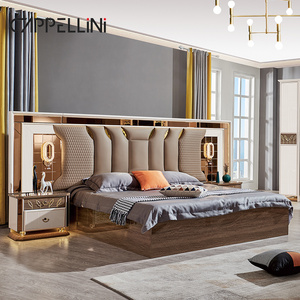 Contemporary Style Wooden King Size Double Upholstered Leather Bed Modern Luxury Bedroom Furniture Set With Storage