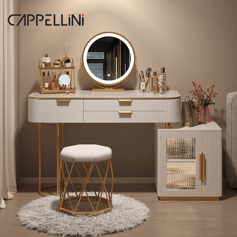 Modern Luxury White Dressing Table With Mirror And Drawers Home Furniture Dresser Bedroom Set Wooden Makeup Vanity Desk