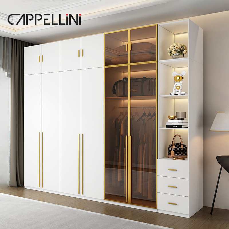 Foshan Custom Modern Wooden Cupboard Hanging Storage Organizer Bedroom Furniture Luxury White Mdf Wardrobe Closet For Clothes