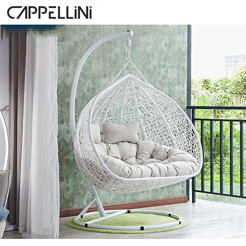 Rattan Metal Stand Patio Hanging Swing Egg Chair Double Seated Garden Outdoor Wicker Cocoon