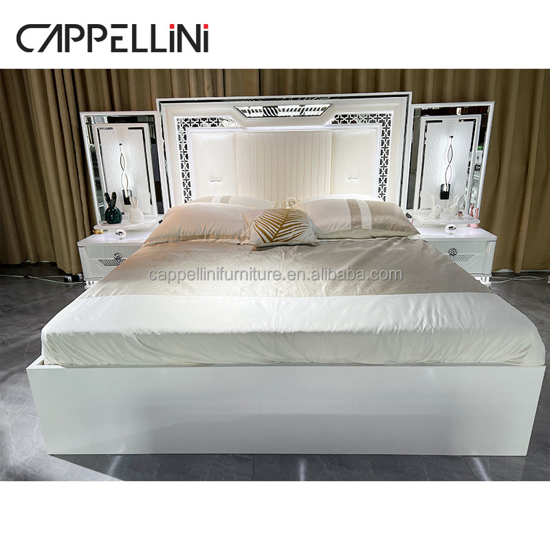 Cheap Modern Royal Italian Luxury Queen Sets Mirrored Classic Wooden Beds Full Mirror King Size Furniture Bedroom Set