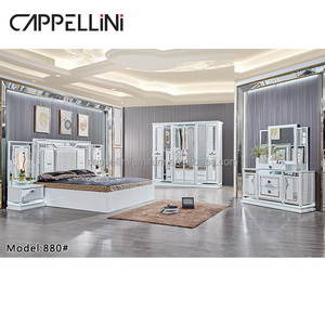 Cheap Modern Royal Italian Luxury Queen Sets Mirrored Classic Wooden Beds Full Mirror King Size Furniture Bedroom Set