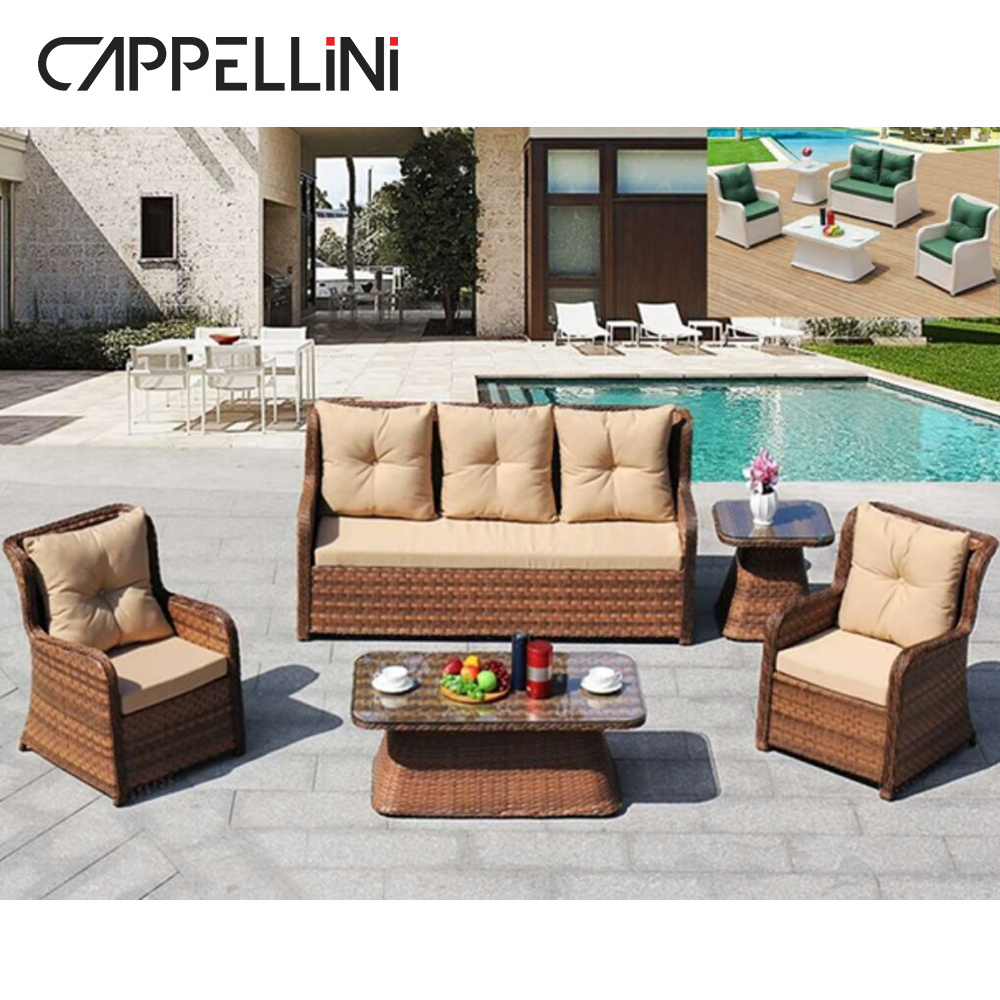 Popular Teak Wood Sofa Set With Comfortable Cushion Patio Furniture For Garden Living