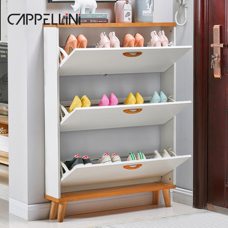 Modern Entrance 360 Rotating White Shoe Rack Storage Organizer Home Furniture Entryway Foldable Wooden Ultra Thin Shoe Cabinet