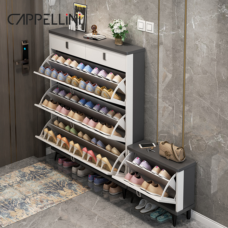 Modern Wooden Foldable Rotating Shoes Rack Stand Storage Organizer Display Home Furniture Entrance Rotatable Thin Shoe Cabinet