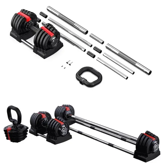 CAPRIO 18/24/40kg 3-in-1 Free Weights Unique Design  Adjustable Dumbbells Barbell Kettlebell  Set