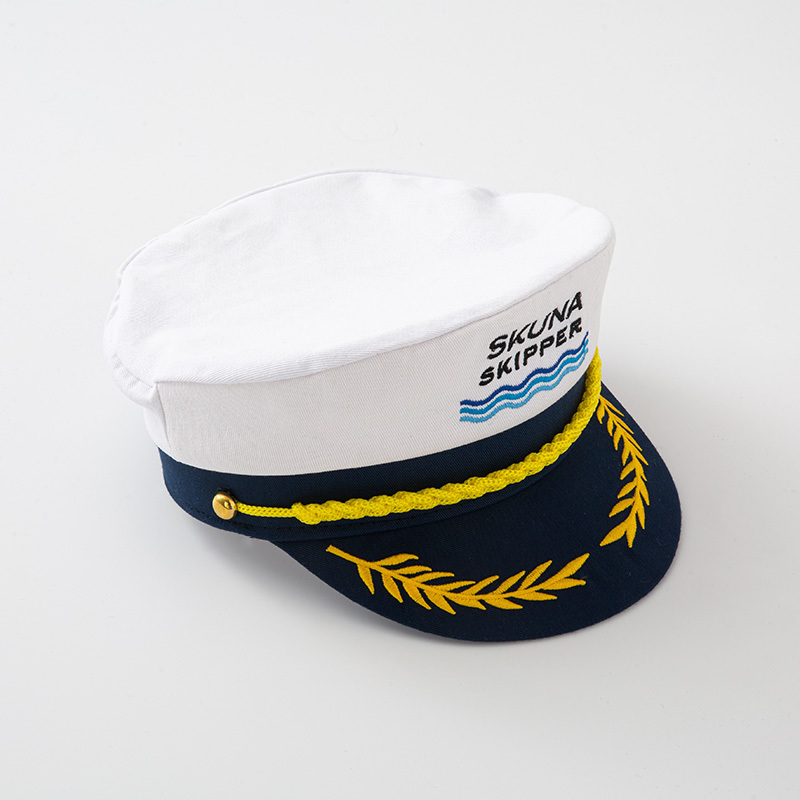 Wholesale new gold custom embroidery fashion captain sailor white hats yacht caps for promotion