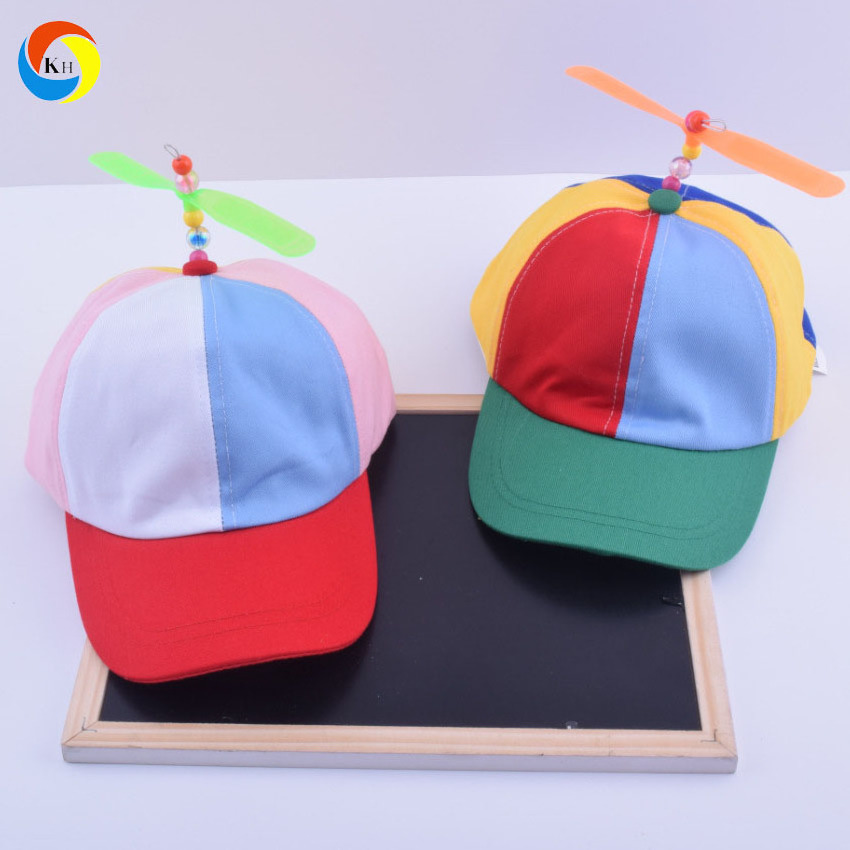 Wholesale Children Multi Color Custom Embroidery Logo Hat, Kids Funny Helicopter Propeller Baseball Cap