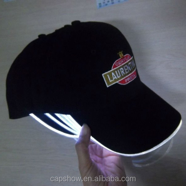 Fiber Optic Cap High Quality Shiny Brim Hat Custom Embroidered Led Light Hat