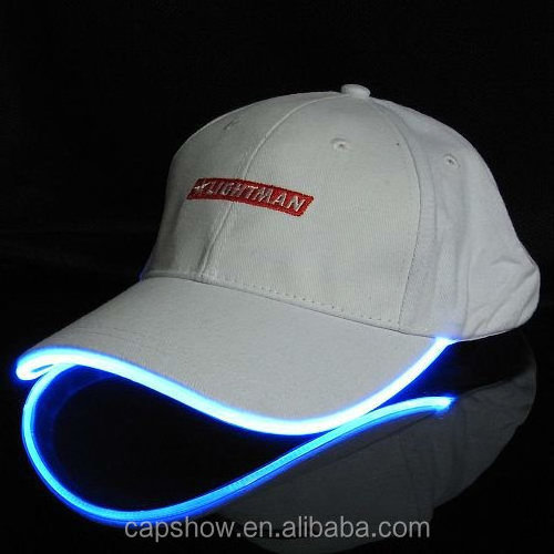 Fiber Optic Cap High Quality Shiny Brim Hat Custom Embroidered Led Light Hat