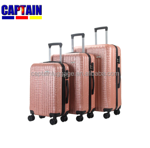 ABS/PC  crocodile grain luggage set plastic Suitcase Rolling Luggage Tote Bag Set