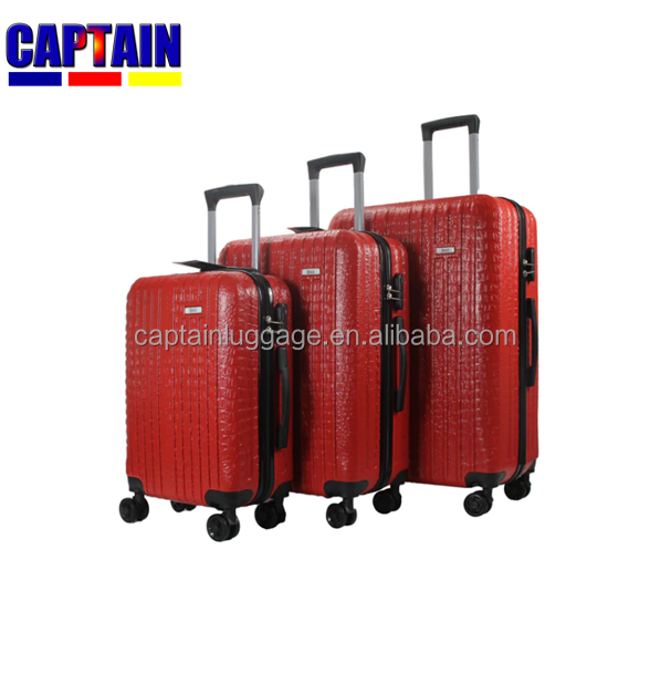 ABS/PC  crocodile grain luggage set plastic Suitcase Rolling Luggage Tote Bag Set