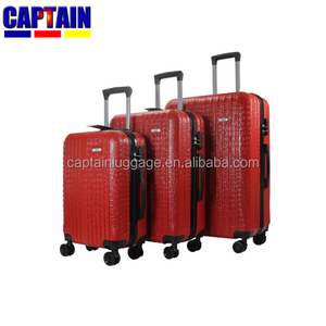 ABS/PC  crocodile grain luggage set plastic Suitcase Rolling Luggage Tote Bag Set