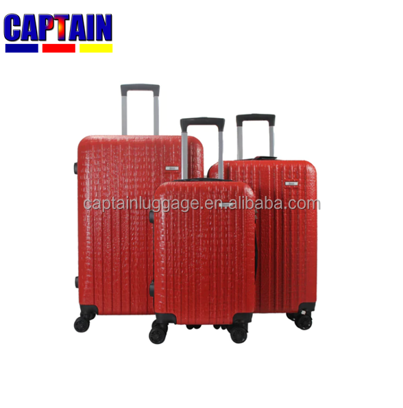 ABS/PC  crocodile grain luggage set plastic Suitcase Rolling Luggage Tote Bag Set