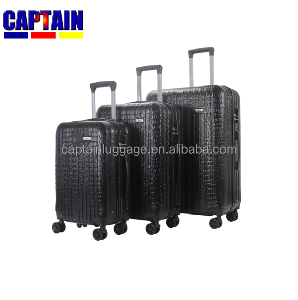 ABS/PC  crocodile grain luggage set plastic Suitcase Rolling Luggage Tote Bag Set