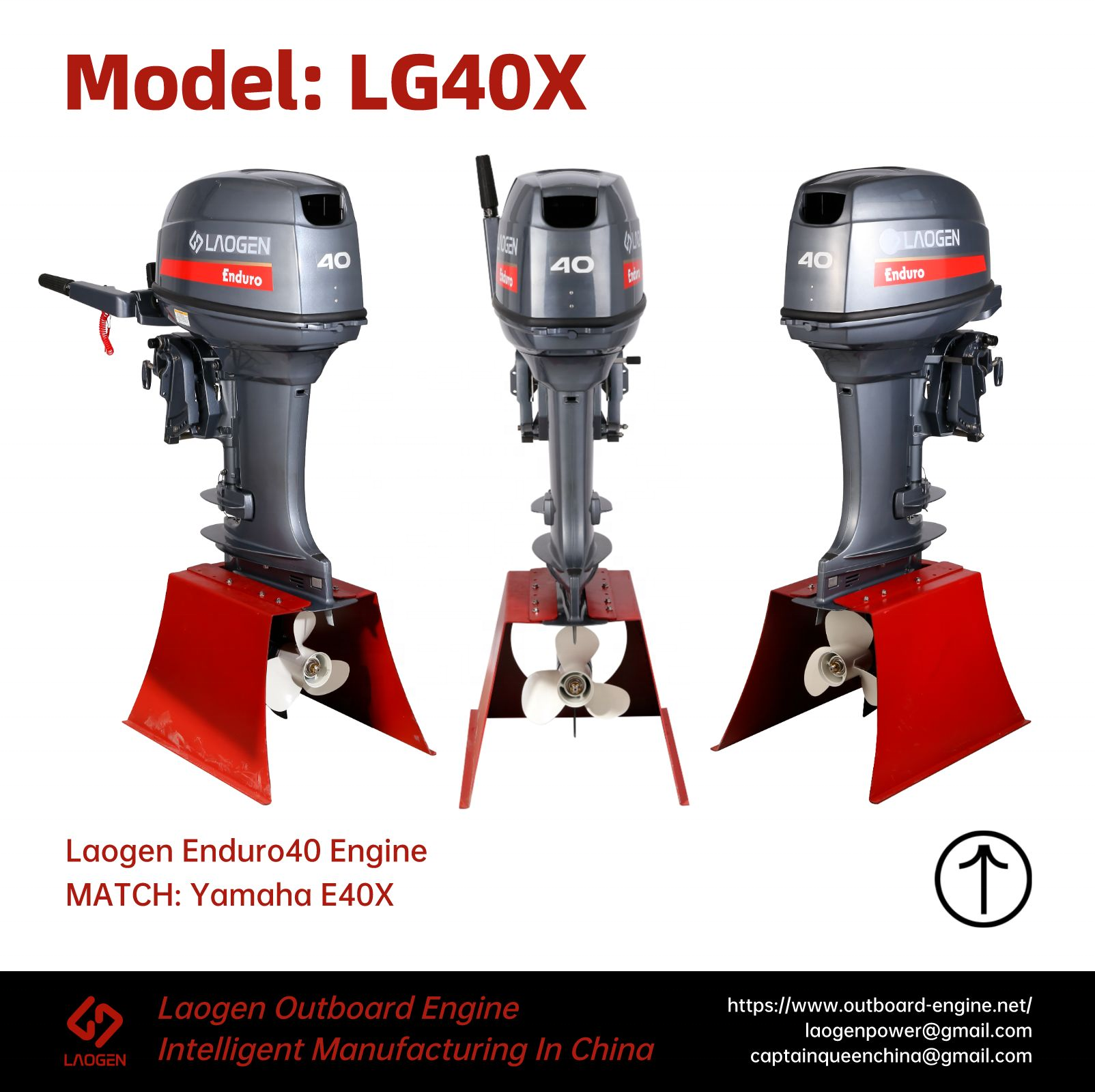 Laogen Enduro 40hp outboard motor 2 stroke match Yamaha E40X out board boat motors long shaft outboard boat engine