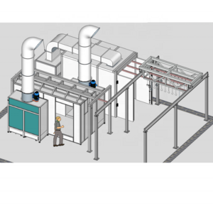 Painting line with Powder painting booth / baking oven with transport system