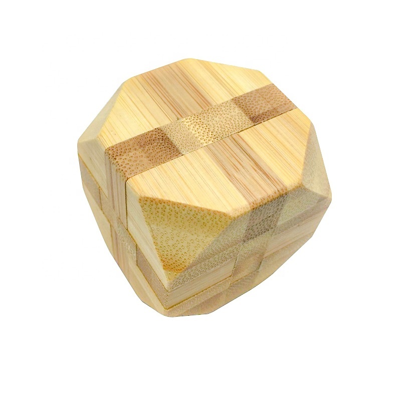 C01400 eco game bamboo puzzle suppliers wooden brain teasers mini 3D Bamboo Brainteaser Puzzle snake puzzle