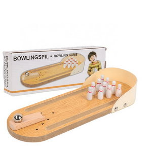 C04306 classic cheaper custom Wooden Mini Finger Shooting Game Mini Handheld Desktop Table Mini Bowling Game Toys