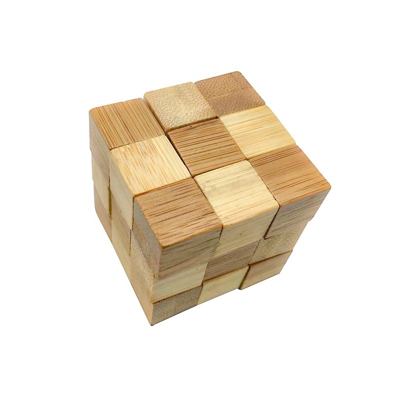 C01400 eco game bamboo puzzle suppliers wooden brain teasers mini 3D Bamboo Brainteaser Puzzle snake puzzle