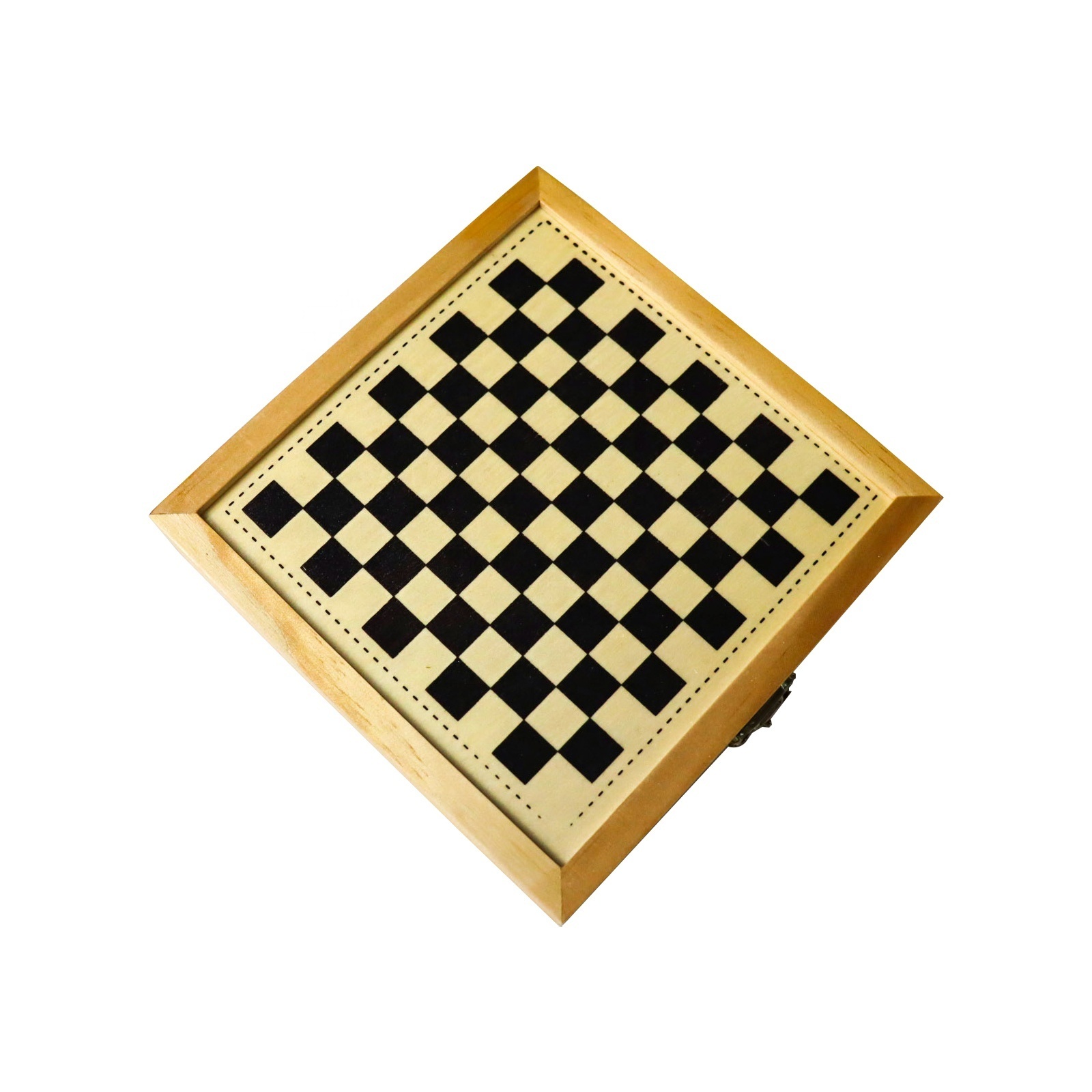 C04200  Mini Wooden 5 in 1 Ludo Checkers Backgammon Nine men's Morris & Playing Card Game Combo chess multi game Board set