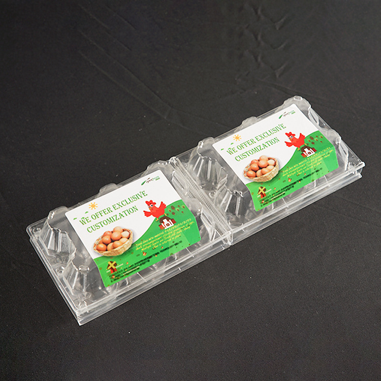 Wholesale Transparent Egg Holder 12 Holes Clamshell Egg Box PET Disposable Plastic Clear Egg Tray