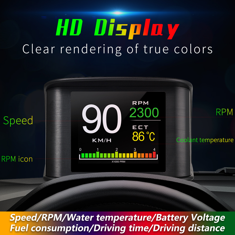 NEW OBD2 gauge HUD P10 OBD Smart Digital Device speedometer and car over speed alarm