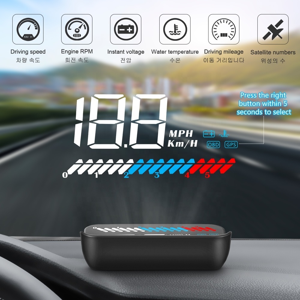 2024 Factory updated car OBD2+GPS mirror digital gauge Speed M7 head up display hud