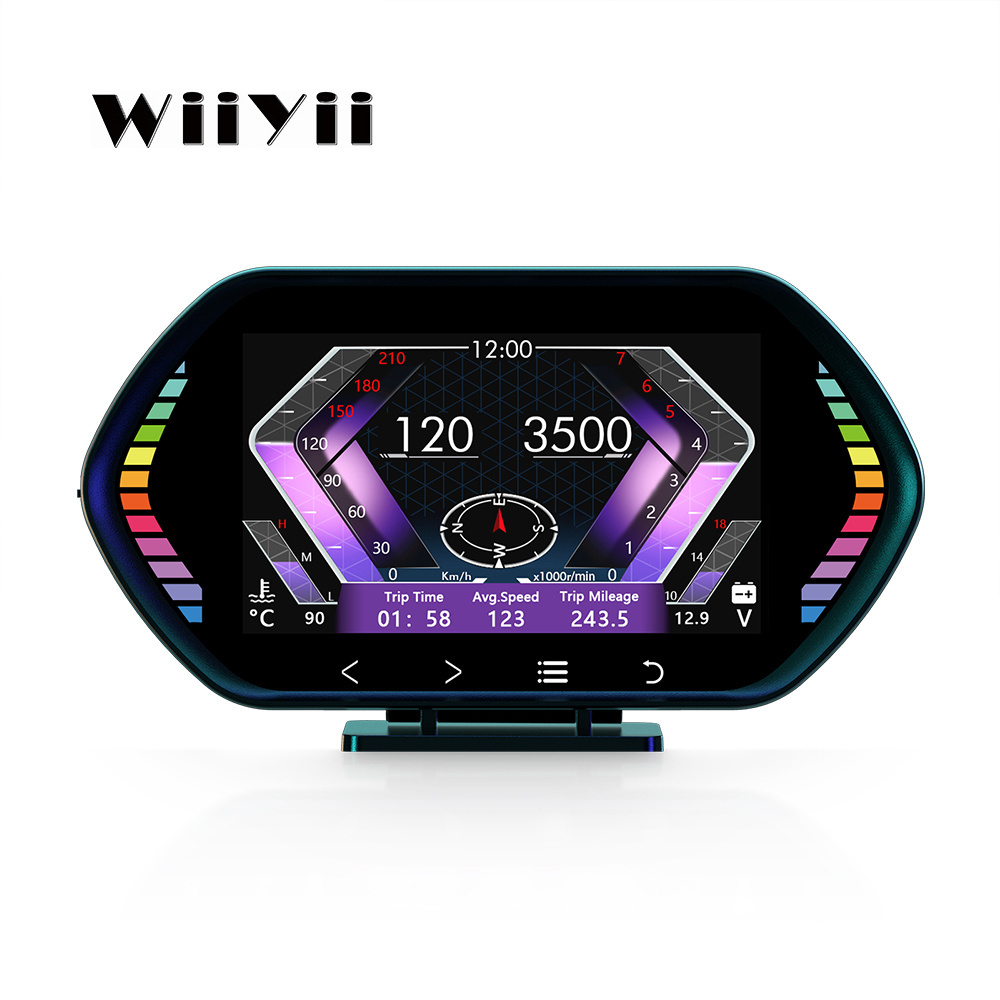 WiiYii 2023 Car OBD2 GPS LCD Meter diagnostic tool HUD Auto meter F12 Car obd2 Gauge