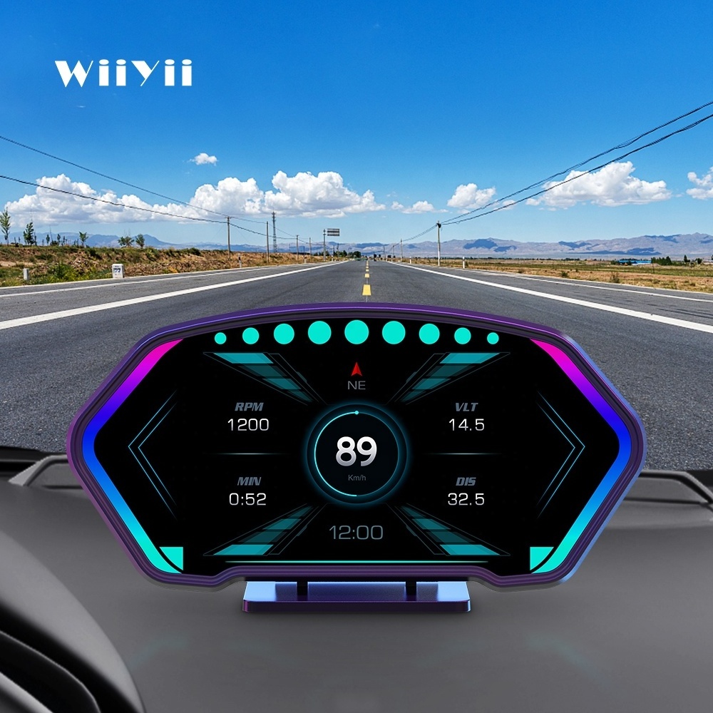 Newest 6 inches Large LCD screen Multi-function auto gauge P3 GPS OBD hud head up display projector