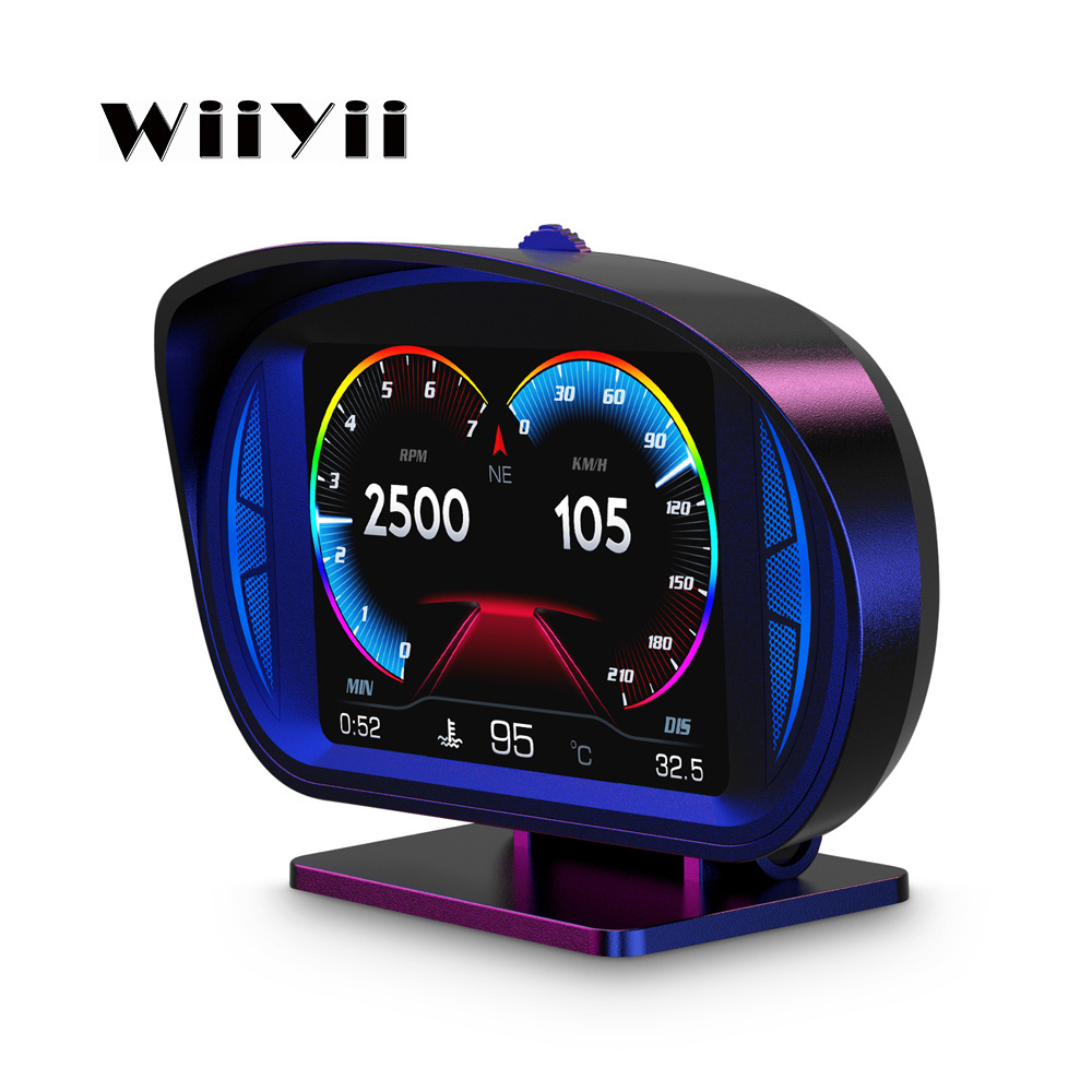 WiiYii Factory Direct 2023 Car OBD2 Gauge P2 Diagnostic Tool GPS Slope Meter Fast Refresh Rate HUD Auto Meter