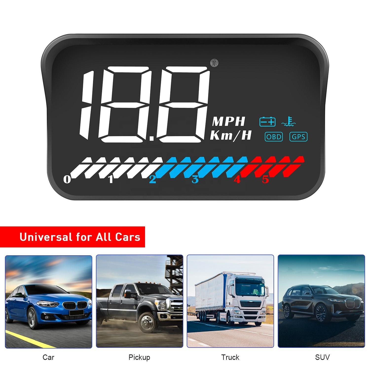 2024 Factory updated car OBD2+GPS mirror digital gauge Speed M7 head up display hud