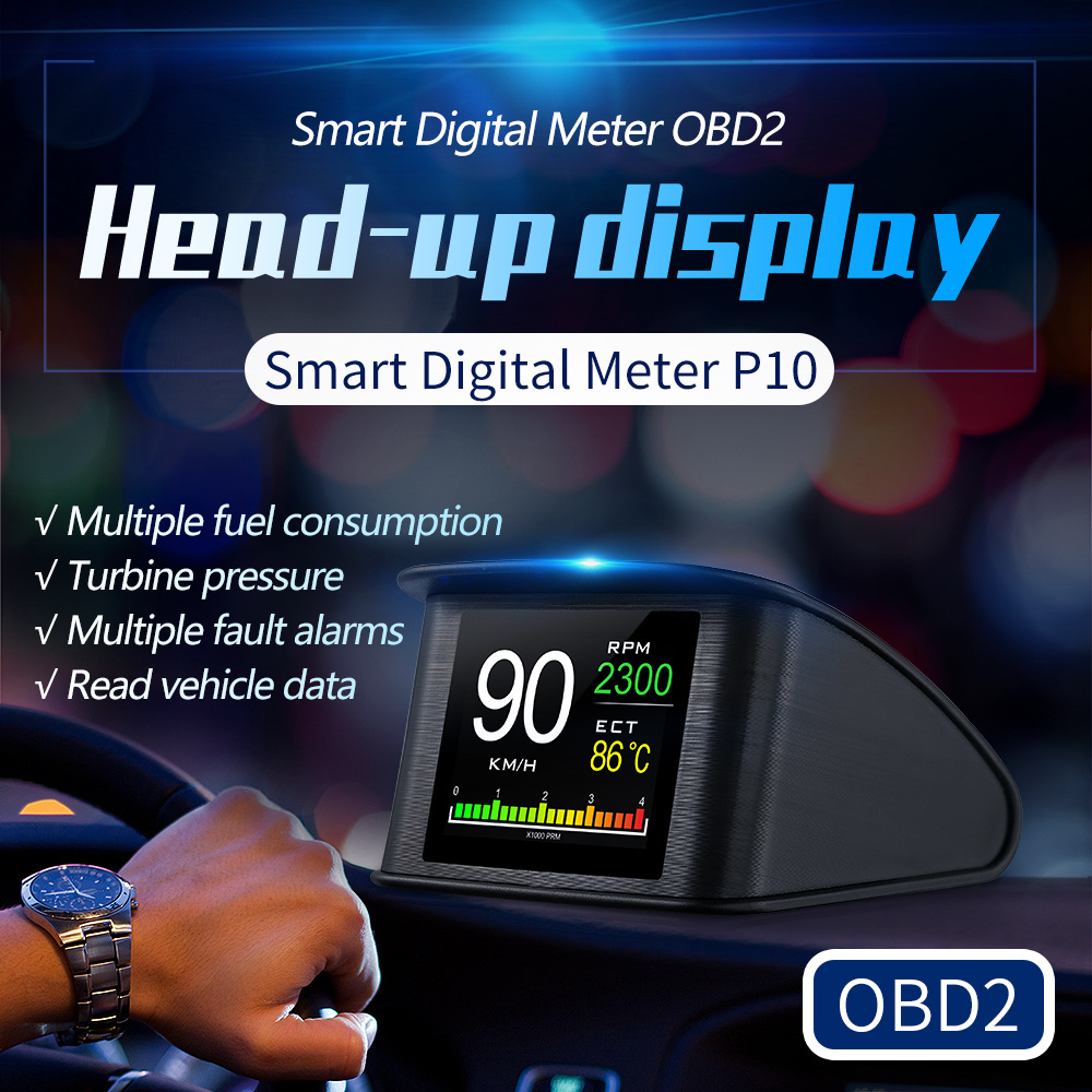 NEW OBD2 gauge HUD P10 OBD Smart Digital Device speedometer and car over speed alarm