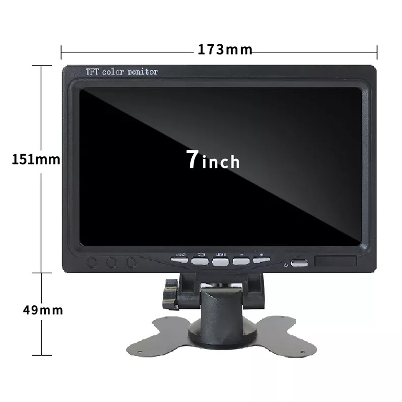 ZYX OEM 7 Inch Car Monitor with 1920*1080P Vehicle vcr car monitor Rear View Camera for Truck Bus Support SD Card