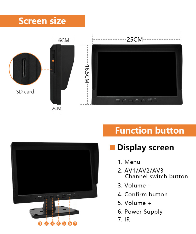 10.1 Inch Hd Screen Quad View Vehicle Bus Monitor Rear View Monitor