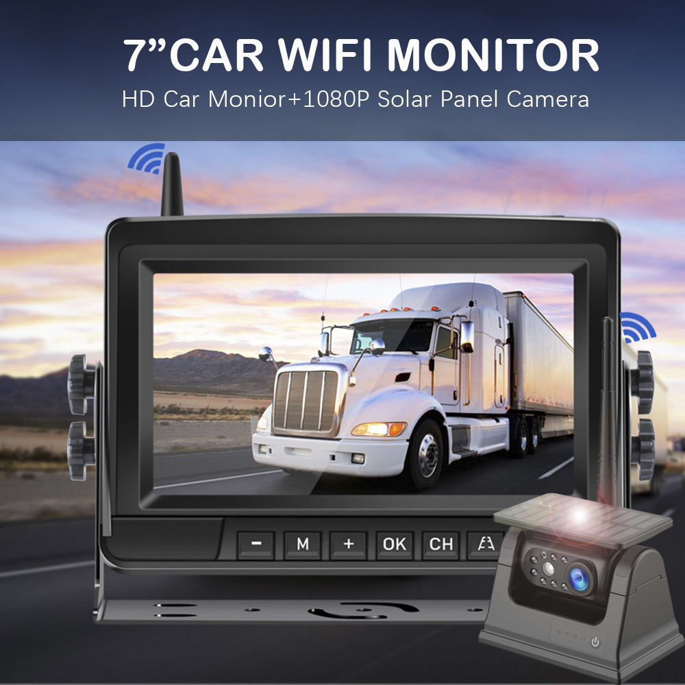 360 Car Camera System 4k Front and Back Rear View Cctv Kit Wireless Security Cameras 7 inch 1080p Lcd Car Monitor